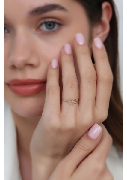 14 Ayar Altın Kalp Yüzük modelleri