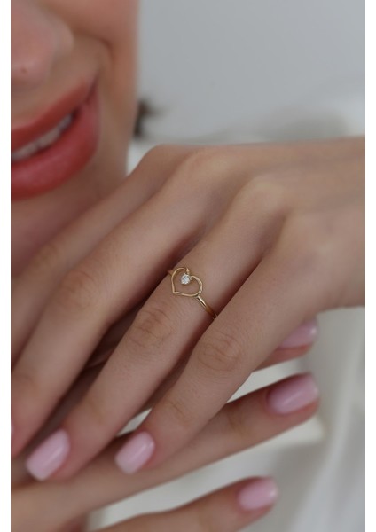 14 Ayar Altın Kalp Yüzük fırsatları