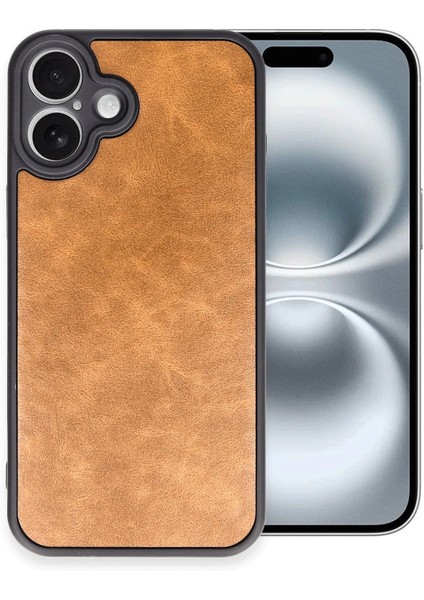 Iphone 16 Plus Kılıf Aras Deri Kapak - Taba Bstmy