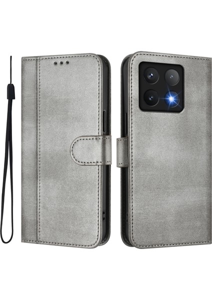 Xiaomi 14T Cüzdan Standı Retro Doku Deri Telefon Kılıfı ve Kordonu (Yurt Dışından)