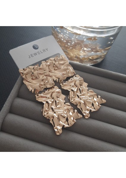Vip Özel Seri Gold Renk Uzun Sallantılı Kadın Vintage Küpe