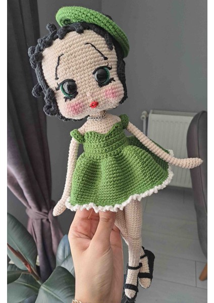 Amigurumi Betty Boop 40 cm Oyuncak Bebek Hareketli Vücut