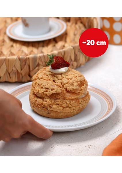Porselen Desenli Pasta Tabağı 20 cm 6'lı Set