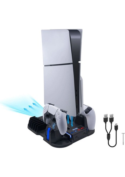 GP-521 Ps5 Slim Disk/ps5 Slim Dijital Uyumlu Multifonksiyonel Soğutucu Fan Şarj Stand