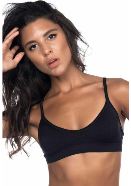 Modlive Siyah Mı Emay 4020 Pedli Ince Askılı Büstiyer