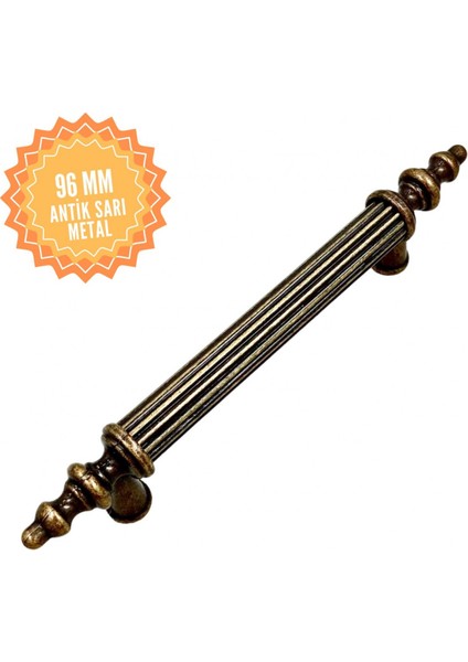 Elif Antik Sarı 96 mm Kulp Lüks Country Mutfak Mobilya Dolap Çekmece Kulpu