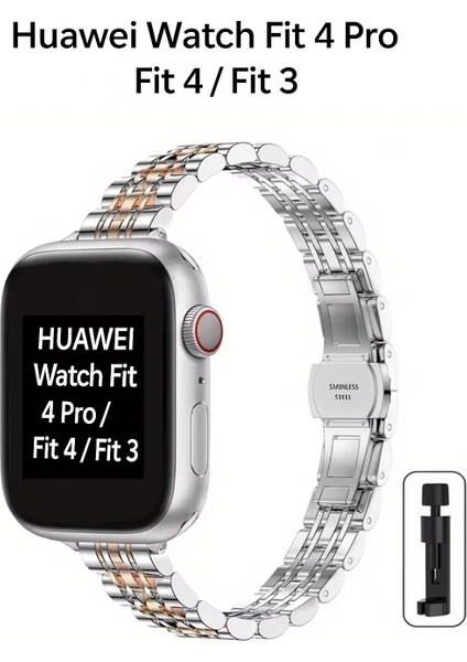 Huawei Watch Fit 4 Pro/fit 4/fit 3 Uyumlu Paslanmaz Çelik Slim Ince Rolex Tasarım Kordon Kayış