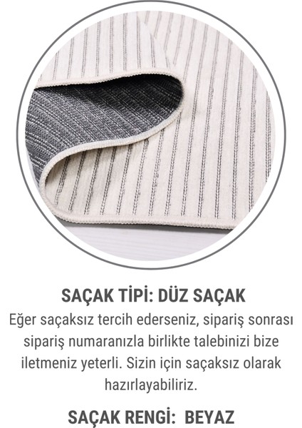 Lidya Beyaz Pamuk Dokuma Yumuşak Halı | Kaymaz Tabanlı, Yıkanabilen Modern Tasarımlı Kilim