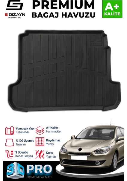 Renault Fluence 3D Pro Bagaj Havuzu 2009 Üzeri A+ Kalite