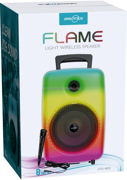 Brk Teknoloji GTS-1802 Hoparlör Rgb Işık 8 Inç Açık Karaoke Parti Hoparlör Bt Tws Tf Woofer Mikrofonlu Hoparlör Fm Radyo