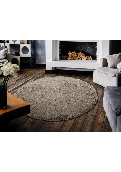 Roby RB002A Kahve Yumuşak Tuşeli Peluş Daire Halı