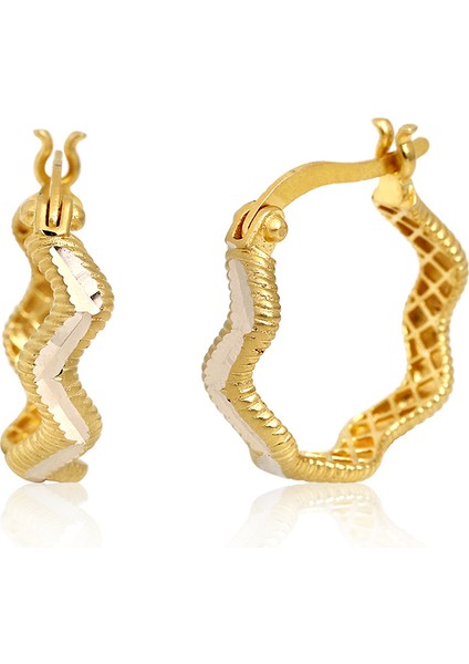14 Ayar Altın Zigzag Küpe 1.6 cm