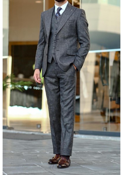 Nefes Alabilir Dayanıklı Kumaş Erkek Yelekli Takım ELBISE-KAV1053W