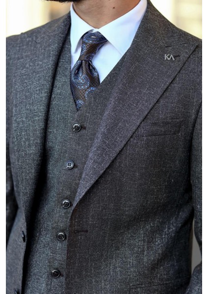 Nefes Alabilir Dayanıklı Kumaş Erkek Yelekli Takım ELBISE-KAV1053W fırsatları