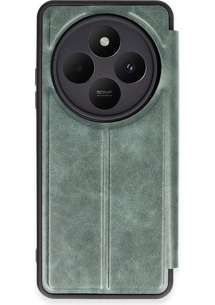 Xiaomi Redmi 14C Kılıf Flip Cover - Koyu Yeşil Bstmy