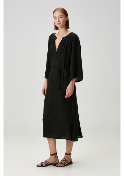 Poseidon Keten Elbise Siyah modelleri