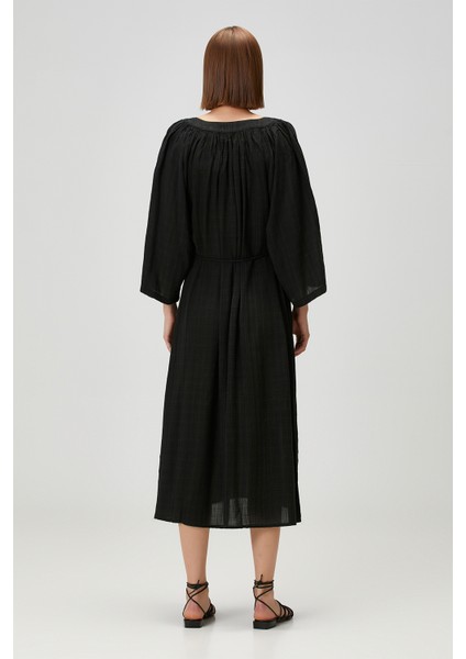 Poseidon Keten Elbise Siyah fırsatları