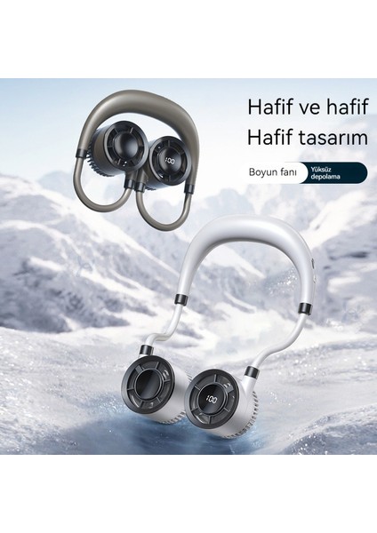 Asılı Boyun Yüksek Rüzgar Dijital Ekran USB Taşınabilir Kanatsız Küçük Fan (Yurt Dışından)