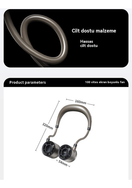 Yeni Dijital Ekran Boynu Yapraksız USB Küçük Fan (Yurt Dışından)