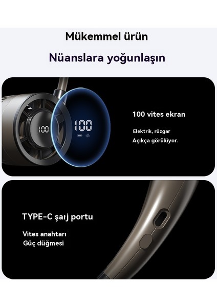 Yeni Dijital Ekran Boynu Yapraksız USB Küçük Fan (Yurt Dışından)