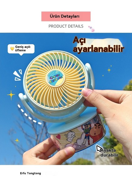 Crayon Shin Taşınabilir Çocuk Öğrenci Sevimli USB El Masaüstü Fan (Yurt Dışından)
