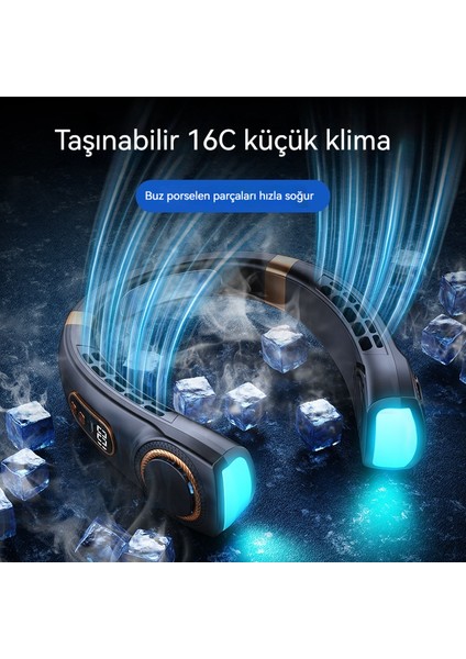 Açık Taşınabilir Asılı Boyun Fanı USB Sessiz Turbo Kolye Boyun Mini Fan (Yurt Dışından)