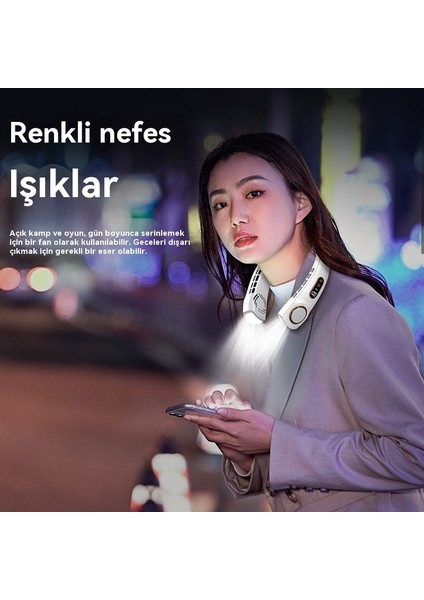 Açık Taşınabilir Asılı Boyun Fanı USB Sessiz Turbo Kolye Boyun Mini Fan (Yurt Dışından)