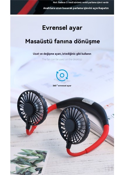 Asılı Boyun Fanı Taşınabilir Küçük Fan USB Soğutma El Mini Taşınabilir Katlanır Fan (Yurt Dışından)