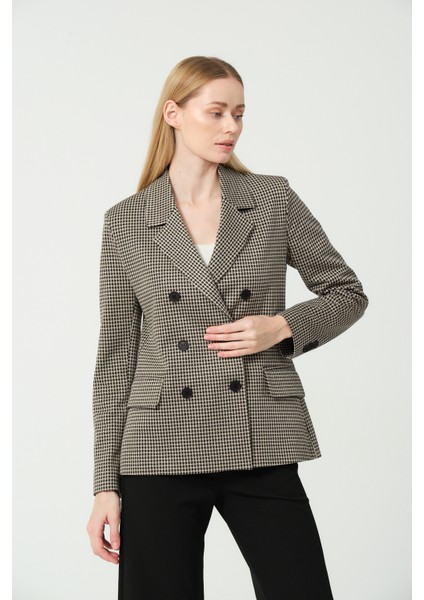 Krem Siyah Kruvaze Ceket modelleri