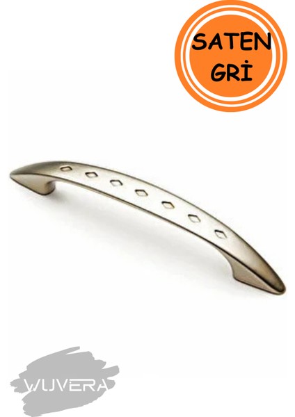 Mobilya Dolap Çekmece Kulp Baklava Noktalı 96MM Saten Gri Renk