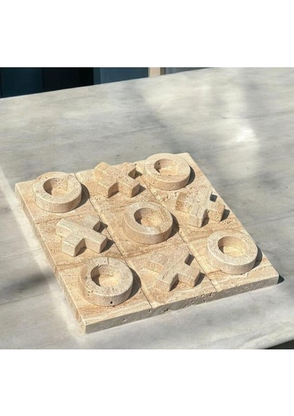 Doğal Mermer X0X Oyun Takımı | Tic Tac Toe Game | 20*20CM | Xox |