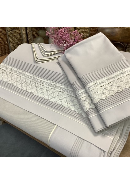 Dantelli Pamuklu Pike Takımı - 6 Parça