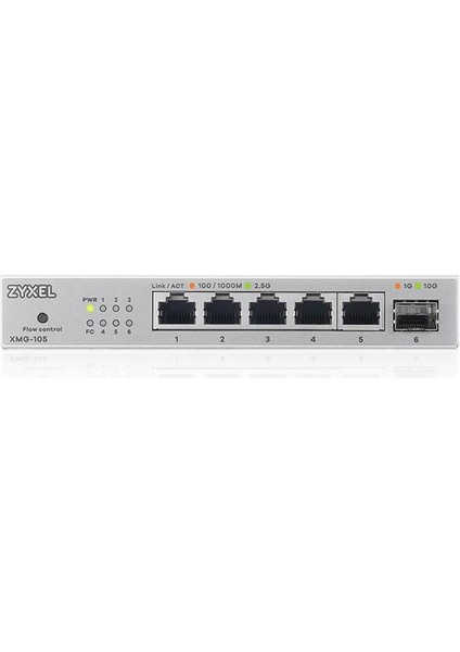 5-Port 2.5Gb MultiGig Switch [XMG-105HP] 10/100/1000 | 5x 100/1G/2.5G Port + 1x 10G SFP+ | 4x PoE++ Port | 70W | Tak ve Çalıştır