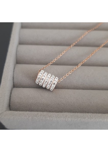 Çelik Bakır Renk Taşlı Aksesuarlı Kadın Kolye fiyatları