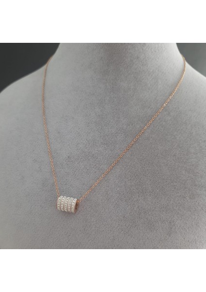 Çelik Bakır Renk Taşlı Aksesuarlı Kadın Kolye modelleri