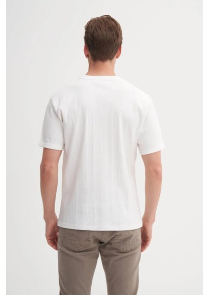 Bisiklet Yaka Slim Fit Likarlı Düz Tişört 4163 Ekru fırsatları