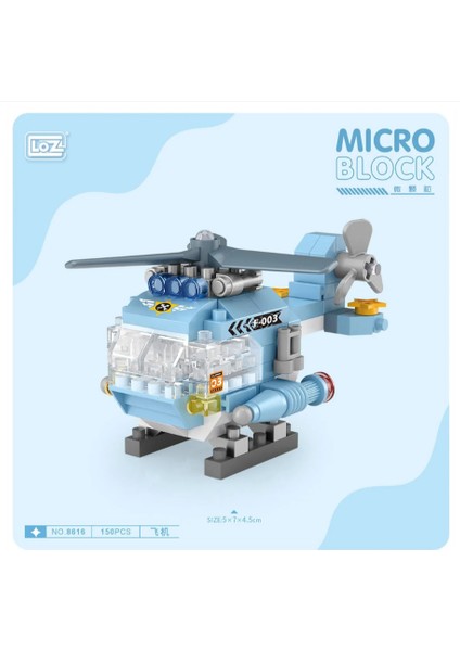 150 Parça Mikro Bloklar Mavi Helikopter 10+ Yaş