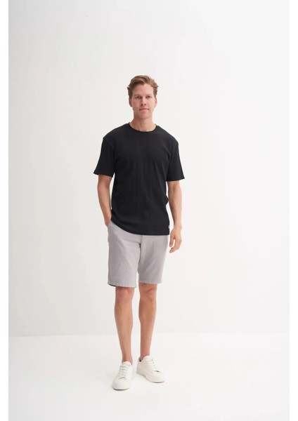 Bisiklet Yaka Slim Fit Likarlı Düz Tişört 4163