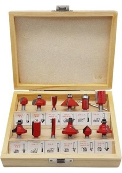 Ahşap Freze Uç Seti 12 Parça 8mm Sap