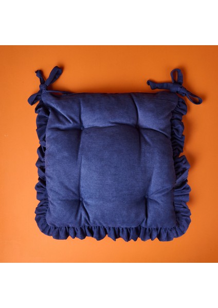 Soft Maia Sandalye Minderi - Lacivert / Beyaz - 40X40 cm