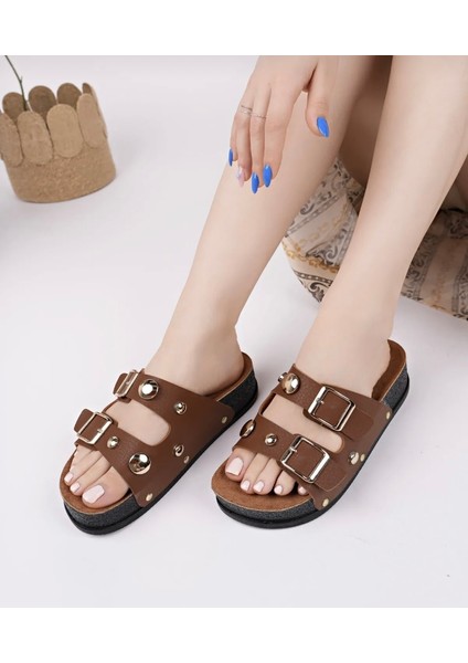 Taba Zımba Detaylı Kalın Tabanlı Ayarlanılabilir Bantlı Ortopedik Terlik fiyatları