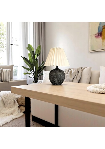 Edgar Taş Desenli Krem Şapkalı Gri Abajur fiyatları