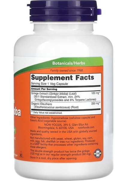 Foods Ginkgo Biloba Double Strength 120 mg 200 Veg Kapsül fiyatları