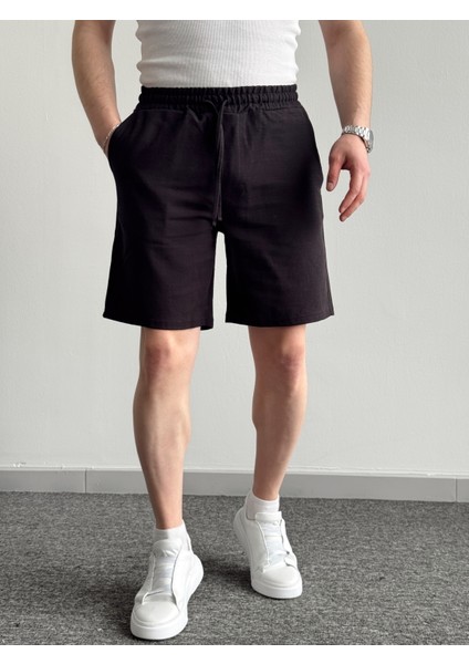 Keten Kumaş Şort Bel Lastikli