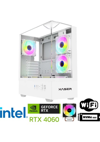 XSR1105 I7 14700F 32GB Ddr5 Ram 1tb M.2 Nvme SSD 8gb RTX4060 Beyaz Oyuncu Masaüstü Bilgisayarı