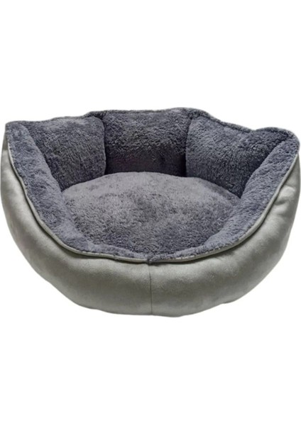 Yumuşak Silinebilir Kedi ve Köpek Yatağı 55 cm Çap Gri modelleri
