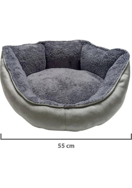 Yumuşak Silinebilir Kedi ve Köpek Yatağı 55 cm Çap Gri fırsatları