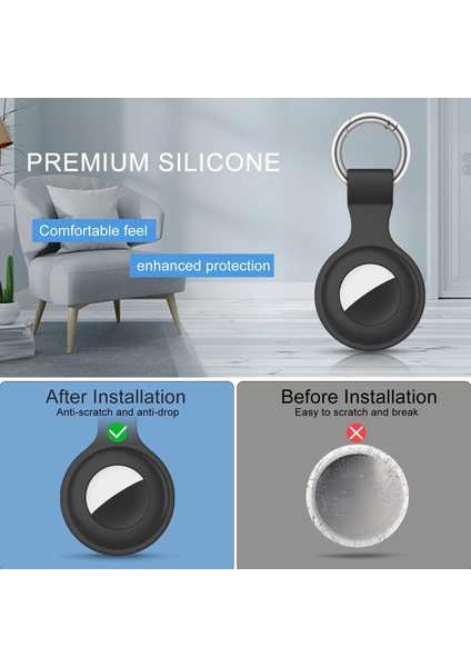 Airtag Uyumlu 4’lü Silikon Kılıf Seti Anahtarlık Halkalı Arkası Kapalı Düşmez fırsatları