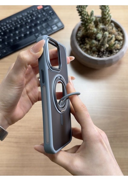 iPhone 15 Pro Max Standlı ve Yüzüklü Magsafe Kılıf SOOCASE721