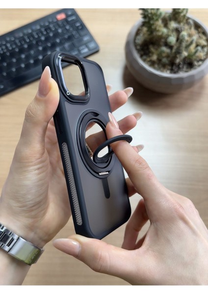 iPhone 15 Standlı ve Yüzüklü Magsafe Kılıf SOOCASE721